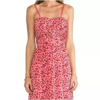 Erin Fetherston 'Tuberose' Pink Leopard Sweetheart Dress Women's Size 2 • $20