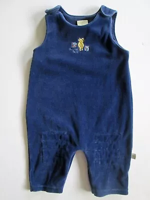 Classic Pooh Disney Baby 6 Months Bibs Overalls Velour Velvet Blue Musical Toys • $14.99