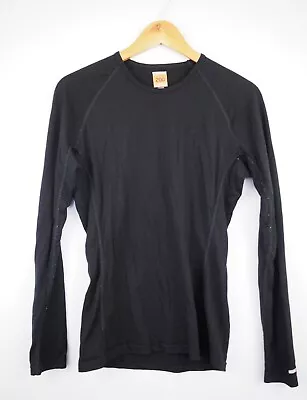 Icebreaker Bodyfit 200 Merino Top Womens Large Wool Long Sleeve Black Base Layer • $65