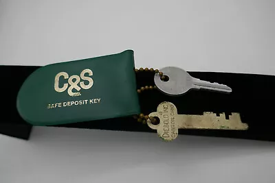 Vintage C & S Bank  SAFE DEPOSIT BOX KEY In Pouch Unusual Find !! • $24.95