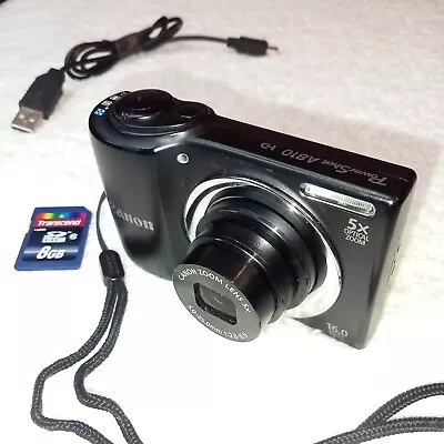 Canon PowerShot A810 HD 16MP Digital Camera- Blacktested Memory Card Cord • $69