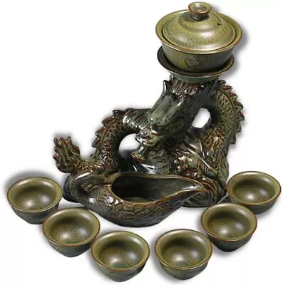 Chinese Dragon Tea Set Gongfu Lazy Teapot Made Of Ceramic Unique Gift • $73.38