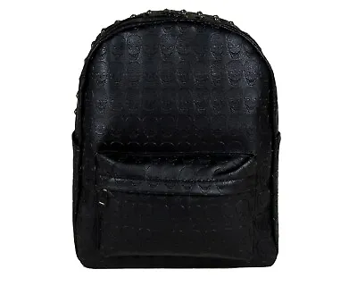 £34.99 • Buy EMBOSSED SKULL GOTHIC GOTHX Stud Black Backpack Rucksack School Rock Goth Bag