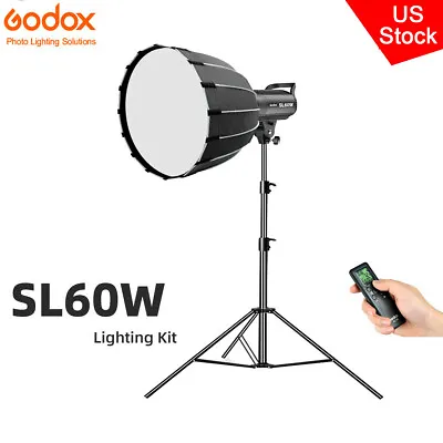 US Godox SL-60W LED Continious Video Light+60cm Quick Set-up Deep Softbox Stand • $200.70