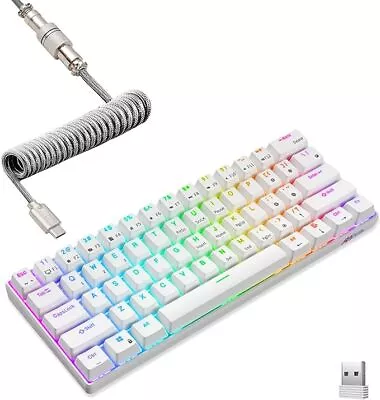 RK ROYAL KLUDGE RK61 60% Mechanical Keyboard With Coiled Cable 2.4Ghz/Bluetooth/ • $95.45