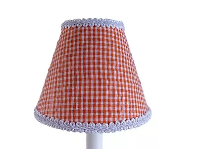Orange Seersucker Gingham Check Chandelier Shade 5  Mini Lamp Sconce Shade • $5