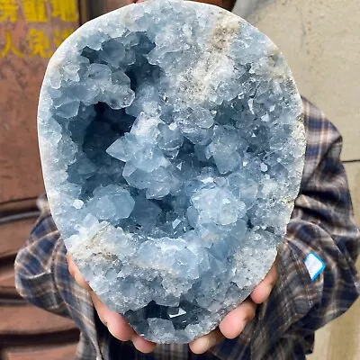 14.3LB Natural Beautiful Blue Celestite Crystal Geode Cave Mineral Specimen • $5.50