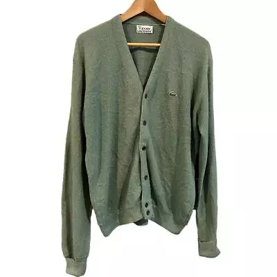 VTG 70s/80s Lacoste Acrylic Grandpa Golf Cardigan Sweater Kurt Cobain M/L • $23.74