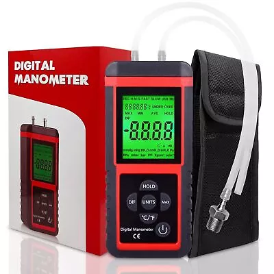 LCD Digital Manometer Air Pressure Differential Gauge Gas Measuring Tool 12 Unit • $40.84