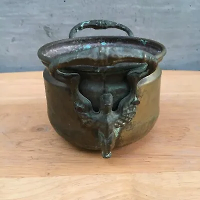 Vintage Antique Copper Brass Lion Gargoyle Scuttle Bucket Planter Bowl Cauldron • $65