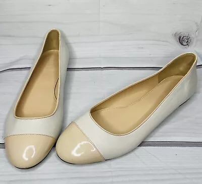 J. Crew Cap Toe Flats White Tan Size 11 • $49.33