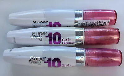 LOT OF 3 - Maybelline New York Superstay 10 Hour Stain Gloss Pink Plush #100  • $21