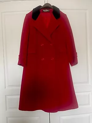 Vintage Elegant Fashions Red Double Breasted Velvet Collar Wool Coat • $30