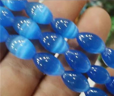 8x12mm Blue Mexican Opal Gemstone Rice Loose Beads 15   • $3.59
