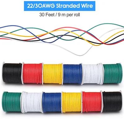 12/6 Rolls Flexible PVC Electrical Wire 22 30 AWG Gauge Copper Stranded Cable • $13.99
