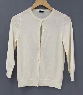 J Crew Cardigan Size Small 100% Cashmere Button Front Classic Chic Church Flaws • $20