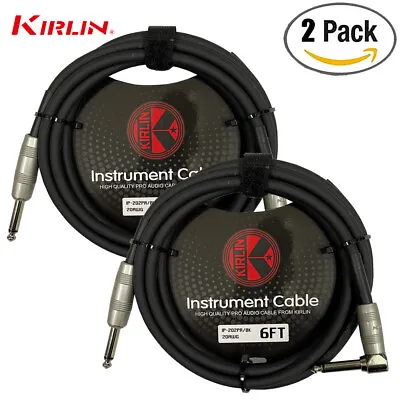 2-PACK Kirlin 6 FT Guitar Instrument Angle 1/4  20AWG Straight To Right Angle  • $17.49