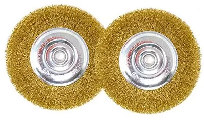 6inch Wire Brush Wheel For Bench Grinder Set Of 2 Brasscoated Steel For Cleaning • $28.17