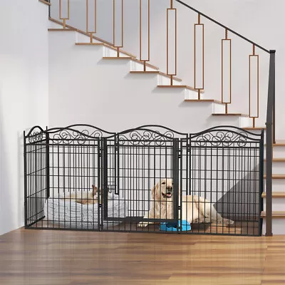 $139.92 • Buy Large Pen Dog Kennel Puppy Playpen 8 Panel 32 Inch Tall With Door Indoor Outdoor