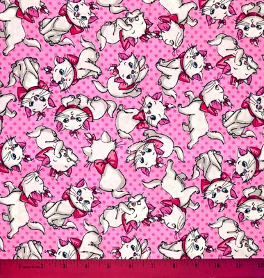 Marie Aristocats Fabric - HALF YARD - 100% Cotton - Sewing Quilting Kitten Pink • $8.98