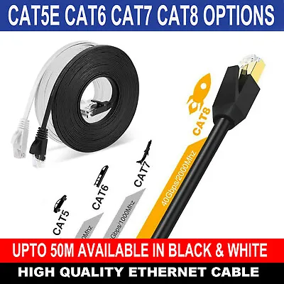 £2.35 • Buy RJ45 Ethernet Cable CAT6 CAT7 CAT8 Flat Round Patch Lead Net Internet Gaming Lot