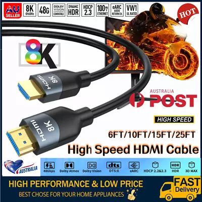 HDMI Cable 7M 4M 3M 2M 8K 4K Ultra HD Cord Ethernet For HD TV XBOX PS5/4 Switch • $2.67