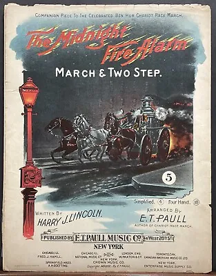 1900 E.t. Paull  The Midnight Fire Alarm  Sheet Music - Large Format - Wagon • $9.99