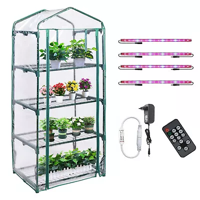 Indoor Greenhouse With Grow Lights 4 Tier 27.2  L×19.9  W×61.8  H Mini Greenhou • $89.99