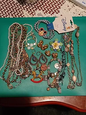 Vintage Jewelry Lot All Signed Necklaces Brooches Bracelets Pierced Earrings • $9.99