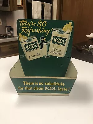 Vintage 50’s Kool Cigarette Metal Store Counter Display Tin W/ Penguin Sign • $65