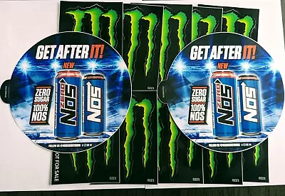 (15) Monster Energy Stickers  NEW!  4 . (2) Nos Nos Zero NEW! 7 X 7 !!!        • $16.89