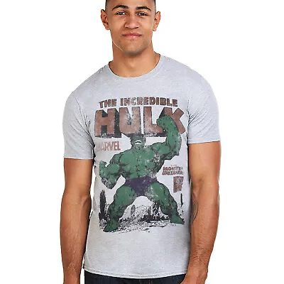 Official Marvel Mens Incredible Hulk Rage T-shirt Grey Marl S-XXL • £13.99