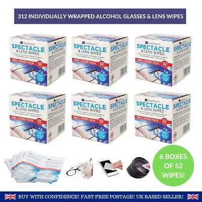 £13.97 • Buy LENS WIPES 312 Cleaning Wipes For Spectacle Glasses Glass Camera Screen Alcohol