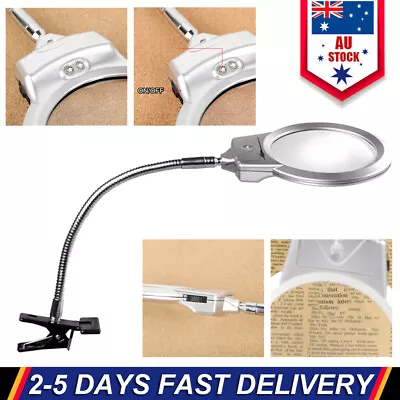 Magnifying Glass LED Desk Lamp Light Magnifier Flexible Hands-Free Clamp AU U4O0 • $18.99