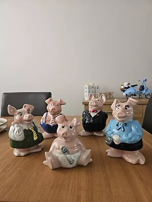 Full Set Of 5 X Natwest Pigs Family Piggy Banks Money Boxes 1980s • £45