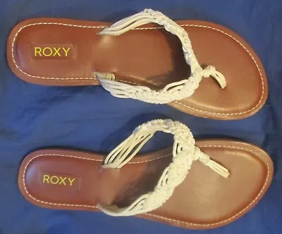 Roxy  Flip Flop Thong Sandal Ivory Macrame Women's Size 9 ~ NICE • $8