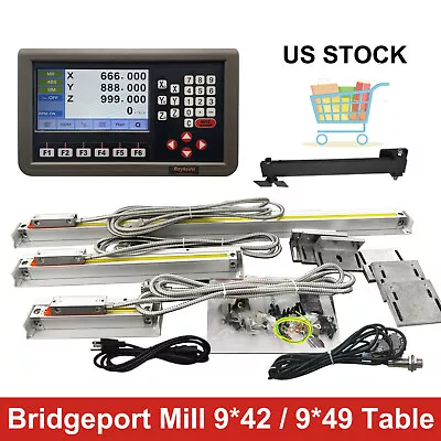 3 Axis Digital Readout DRO Meter 3pcs Linear Glass Scale For Bridgeport Milling  • $374