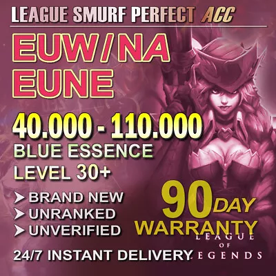 $19.99 • Buy EUW NA EUNE 🌍 League Of Legends LOL ACC 40,000-100,000 BE