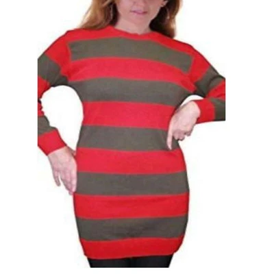 £14.50 • Buy Ladies Halloween Horror Freddy Kruger Style  Red Green Stripe Knitted Jumper UK