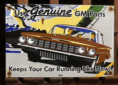 Vintage 1961 Dated Genuine Gm Parts Porcelain Dealership Sign Chevy Car Truck • $139.99