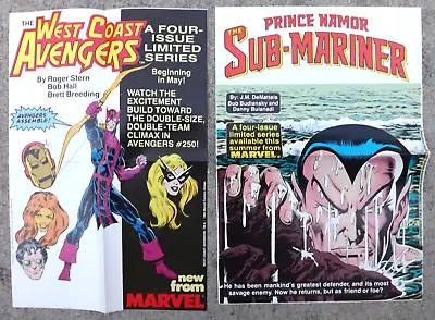 2 Vintage 1984 Marvel Promo Posters Prince Namor Sub-mariner West Coast Avengers • $6.35