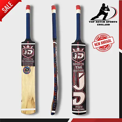 2024 JD Tape Ball BAT Cricket Wood Bat Adult Tennis Soft BALL Bat Blue Grip NEW • £36.88