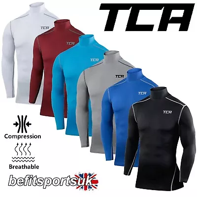 Mens Compression Base-layer Long Sleeve Top Skin Mock Neck Tight Tca Muscle Gym • £12.90