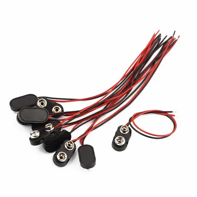 10Pcs 2-Wire Plastic Shell I Type 9V 9 Volt Battery Clip Connector 15cm Length • $18.46