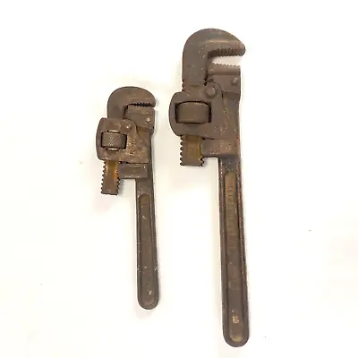 TRIMO No. 8 & No. 10 Trimont Mfg. Co Vintage Adjustable Pipe Monkey Wrenches Lot • $29.95