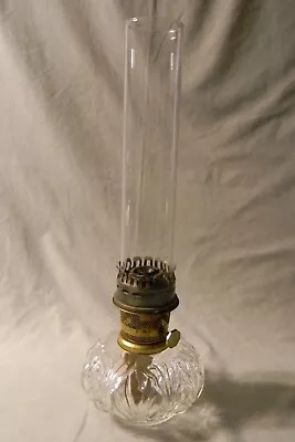 Vintage Aladdin Oil Lamp W/23 Brass  Burner Gallery $ Tall Chimney Glass Base • $65.99