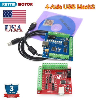 〖USA〗 4 Axis USB MACH3 Motion Controller Card CNC Router Machine Breakout Board • $21