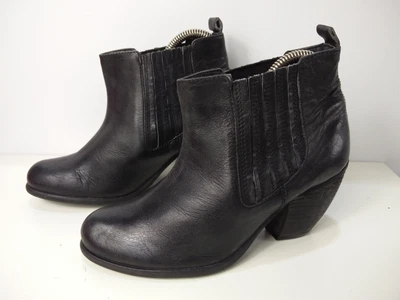 £14.99 • Buy Womens Red Herring Uk 4 Eu 37 Black Leather High Block Heel Smart Ankle Boots
