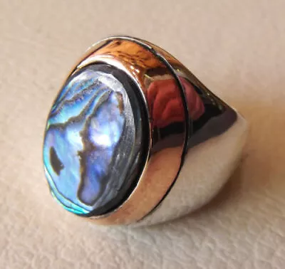 Solid 925 Sterling Silver Abalone Shell Oval Handmade Anniversary Gift Mens Ring • $43.97