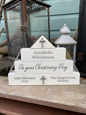 £14.99 • Buy Personalised Christening Plaque Baby Boy Girl Gift Plaque Blocks